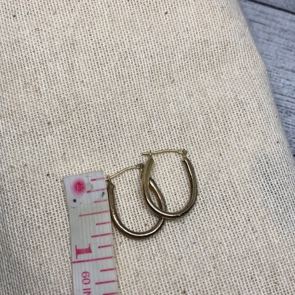 Vintage SLC 14k GF sterling silver hoop earrins crystal - Picture 5 of 8